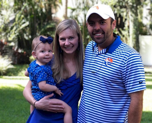 Emery, Lisa and Greg Wilkerson decked out in Blue to support the University of Florida, Gators! Go Gators!